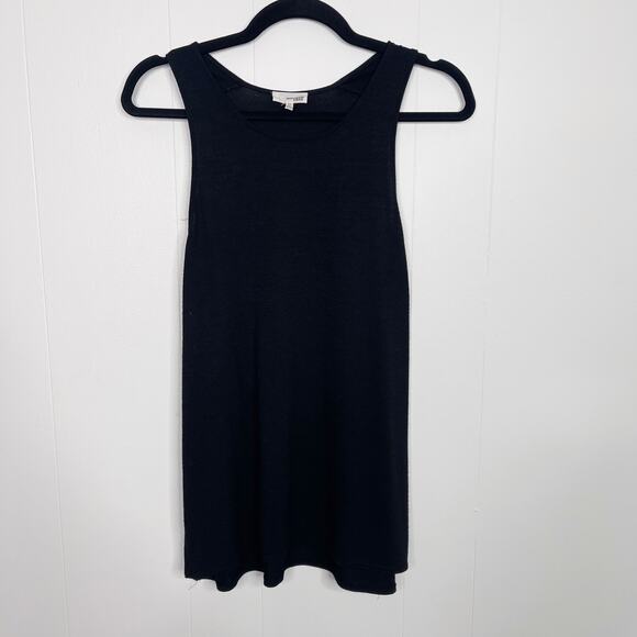 Aritzia Wilfred Free Side Slit Tank Top Black XSmall XS Crew Neck Sleeveless - Picture 1 of 7